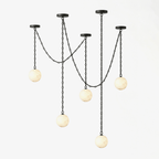 Industrial Alabaster Orb Chain Chandelier