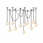 Industrial Alabaster Orb Chain Chandelier