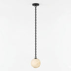 Industrial Alabaster Orb Chain Chandelier