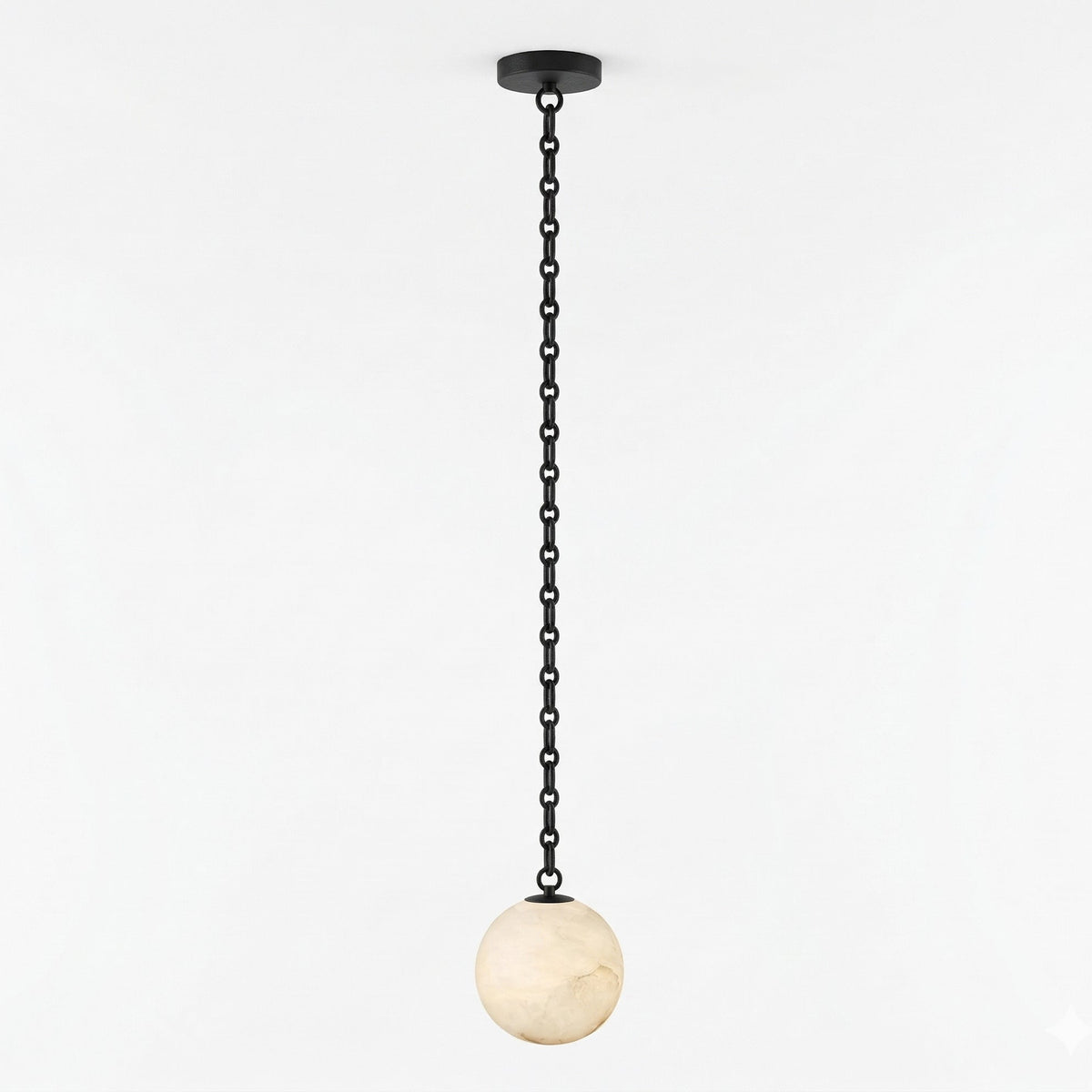 Industrial Alabaster Orb Chain Chandelier