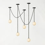 Industrial Alabaster Orb Chain Chandelier