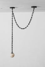 Industrial Alabaster Orb Chain Chandelier