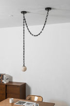 Industrial Alabaster Orb Chain Chandelier
