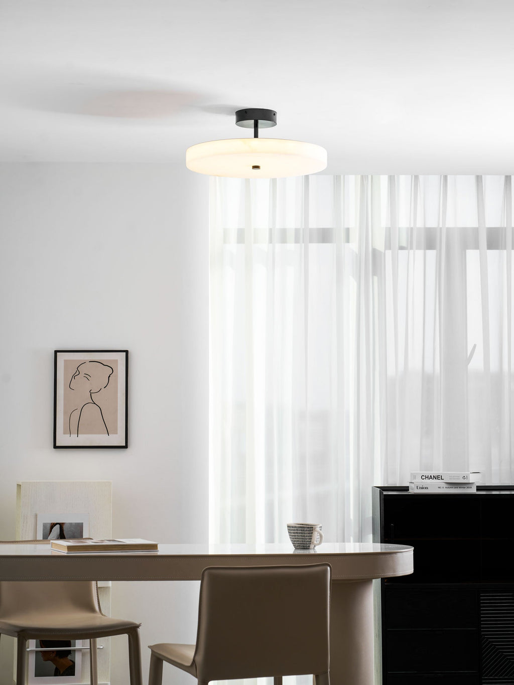 Luma Linen Drum Ceiling Light