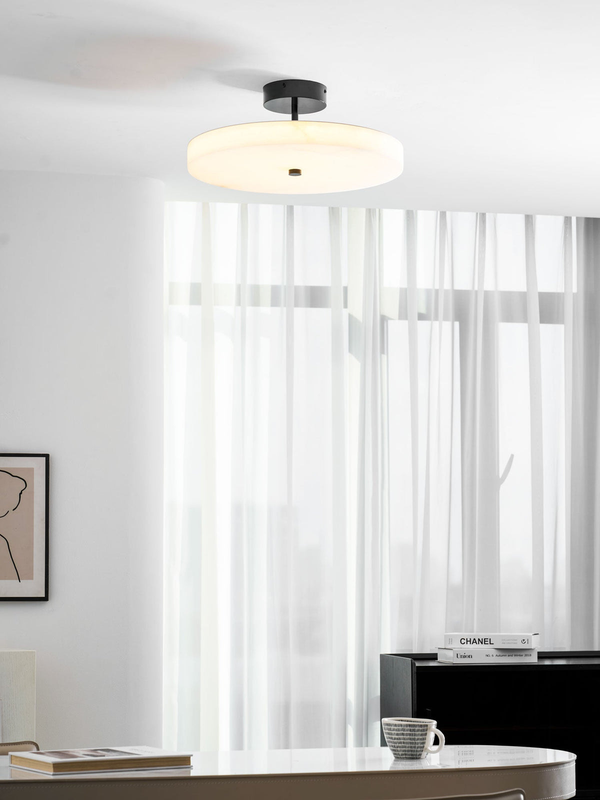 Luma Linen Drum Ceiling Light