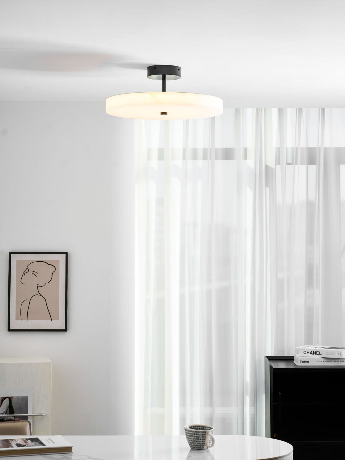 Luma Linen Drum Ceiling Light
