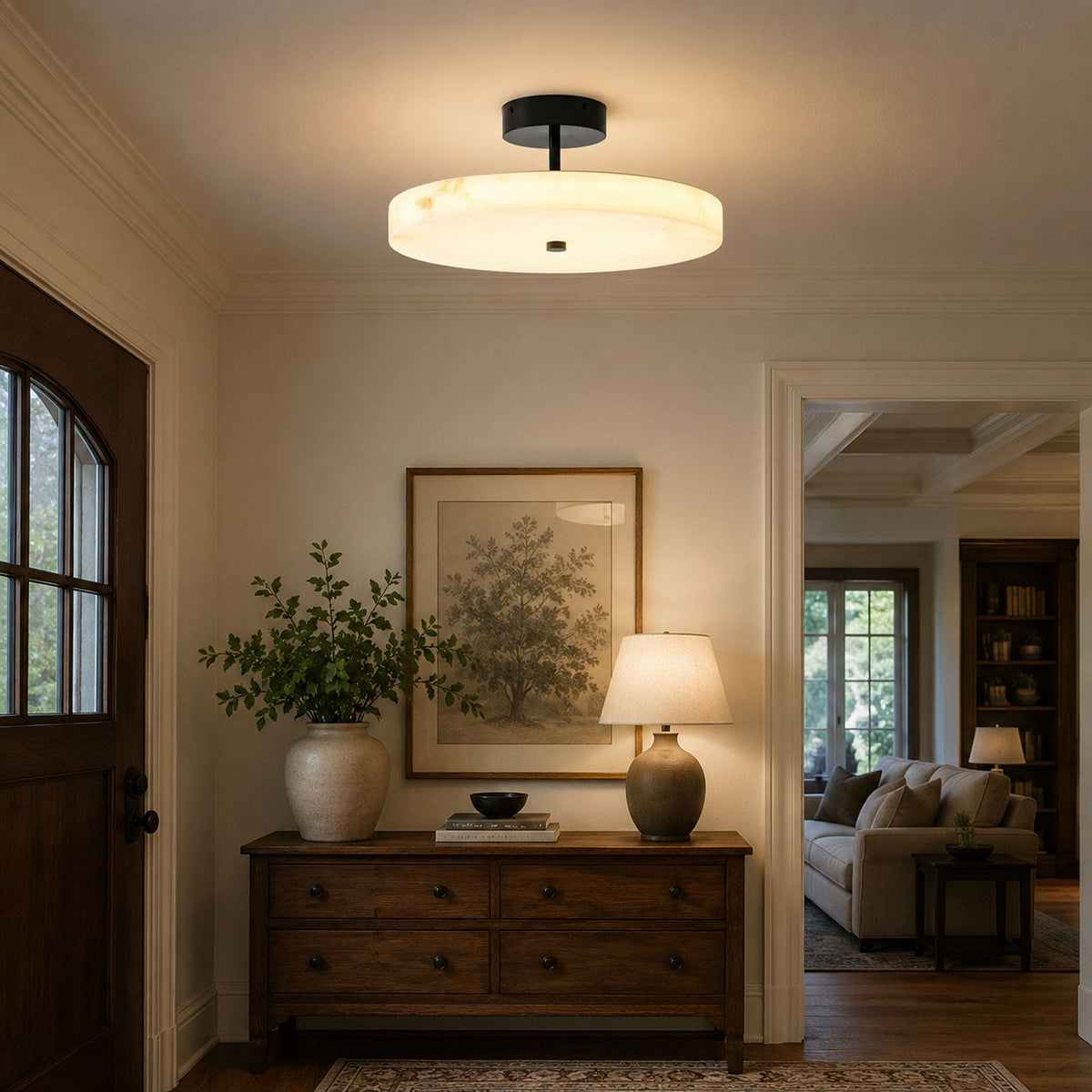 Luma Linen Drum Ceiling Light