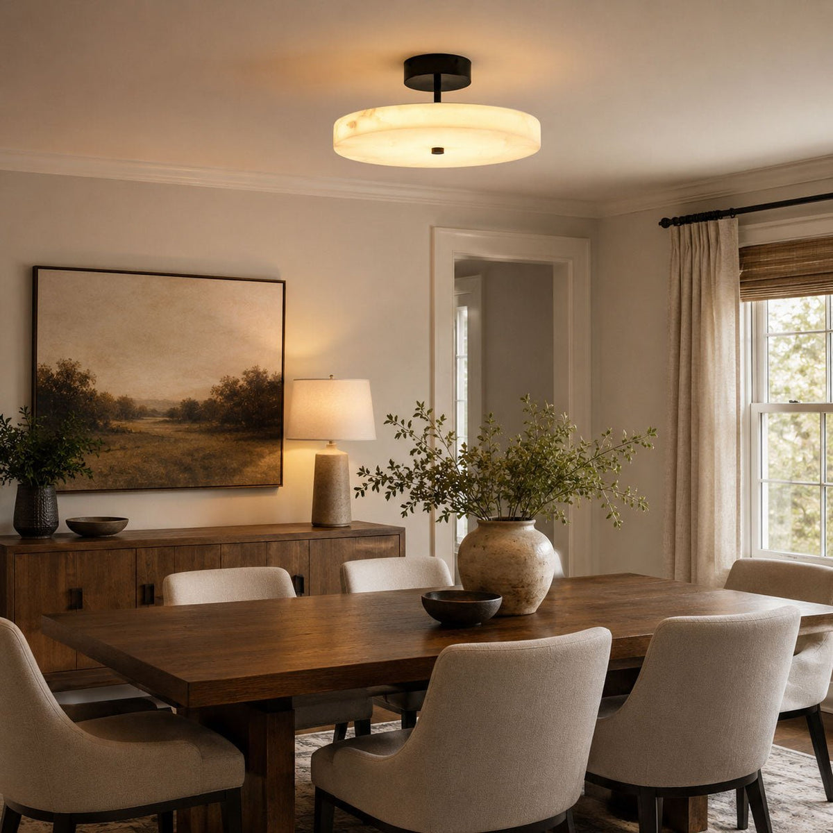 Luma Linen Drum Ceiling Light