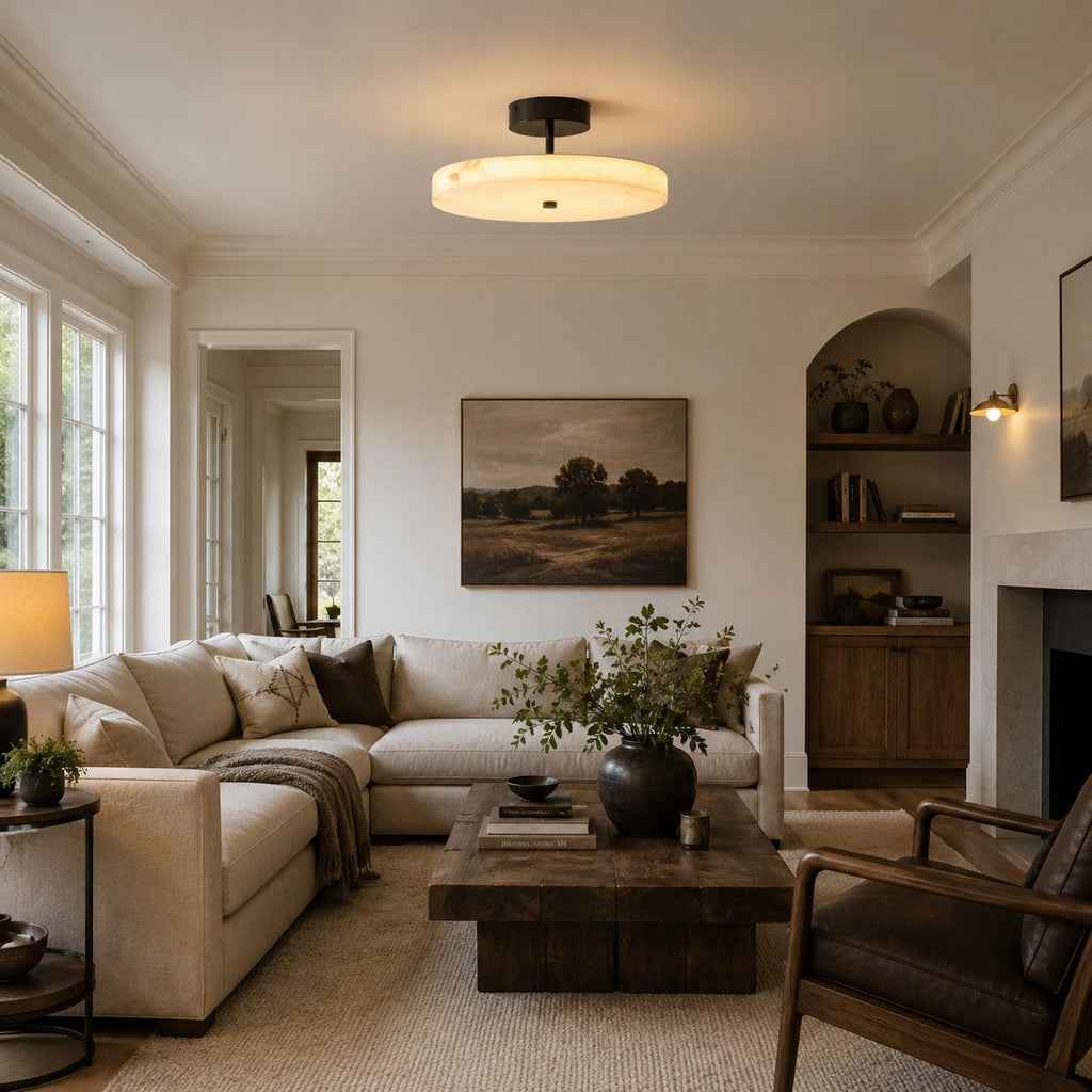 Luma Linen Drum Ceiling Light