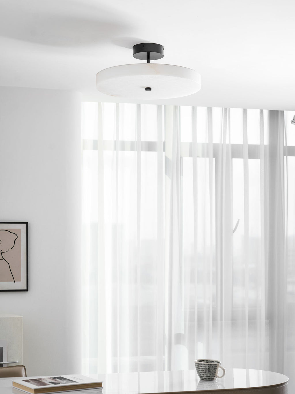 Luma Linen Drum Ceiling Light