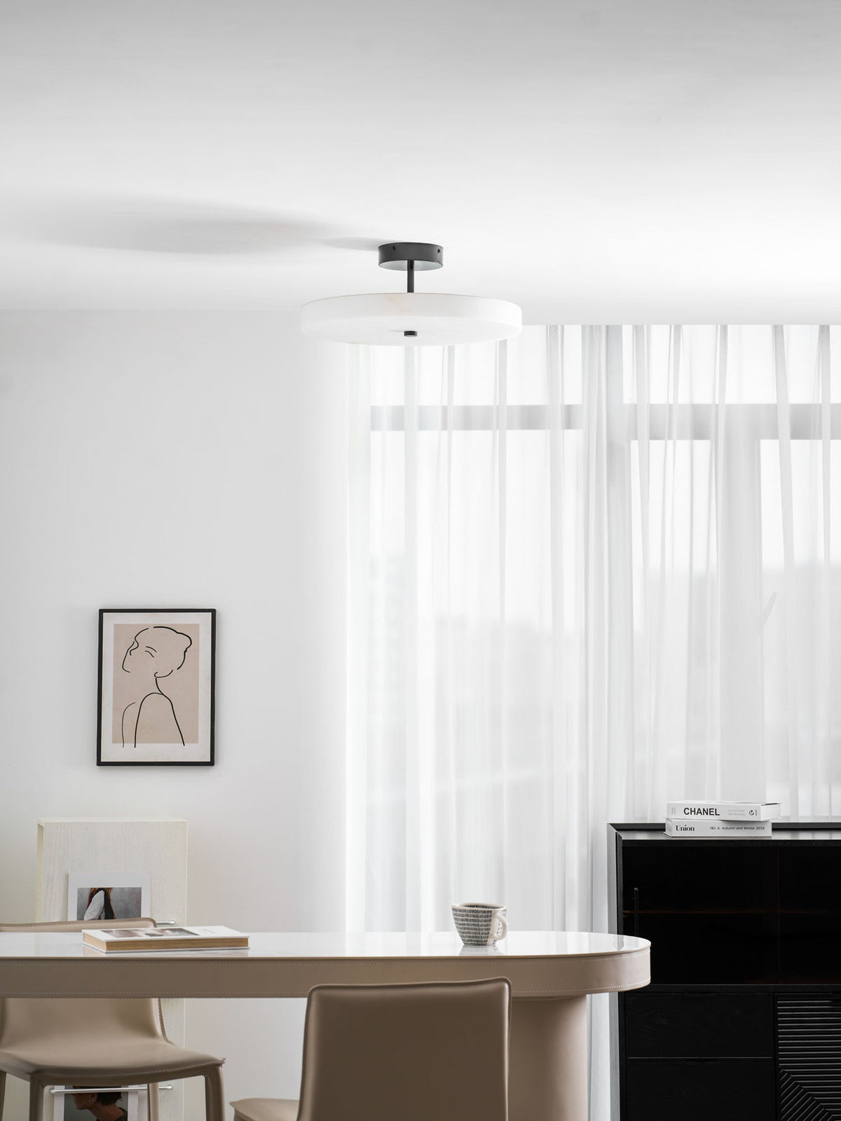 Luma Linen Drum Ceiling Light