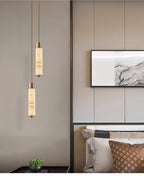 Slender Alabaster Column Chandelier