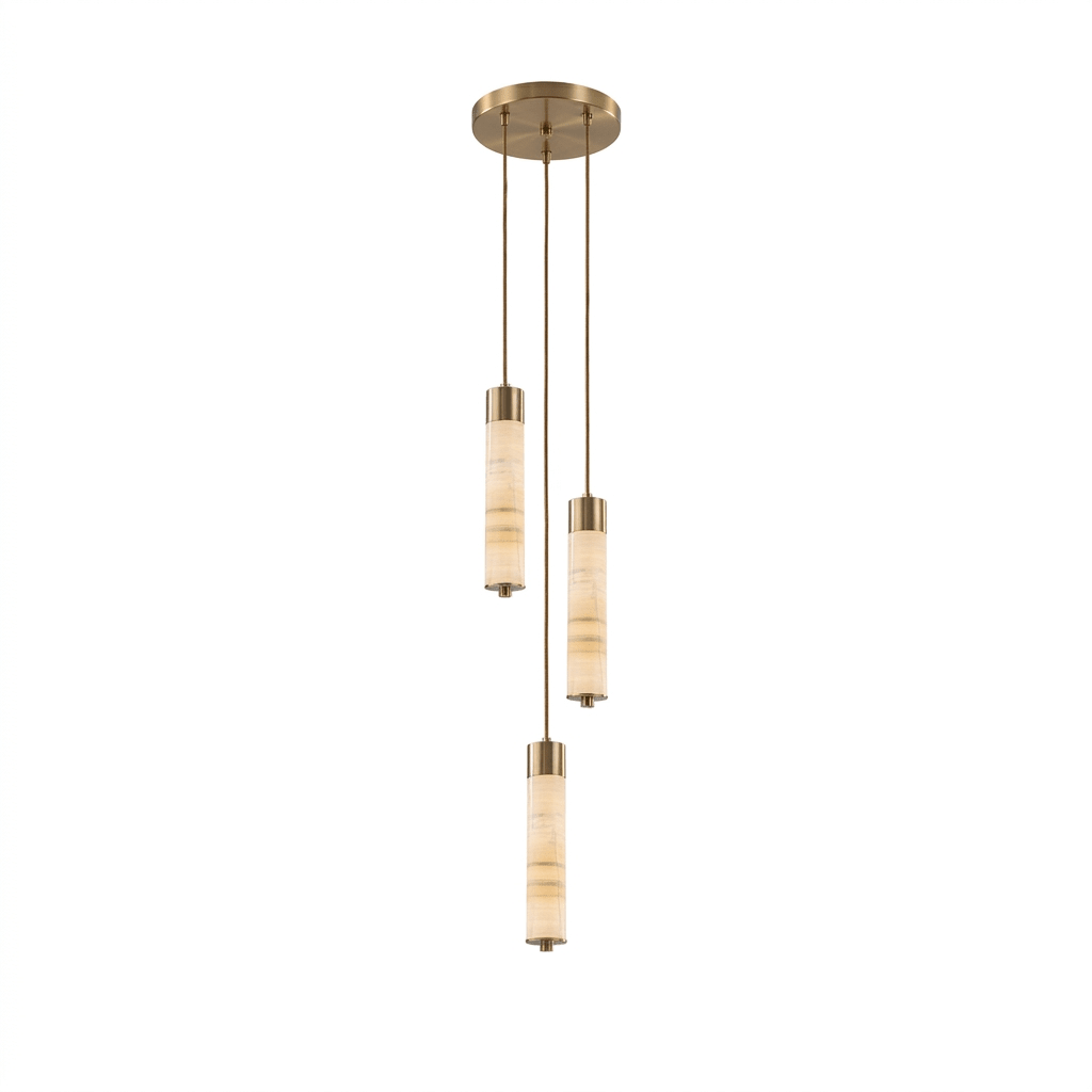 Slender Alabaster Column Chandelier