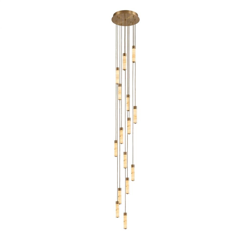 Slender Alabaster Column Chandelier