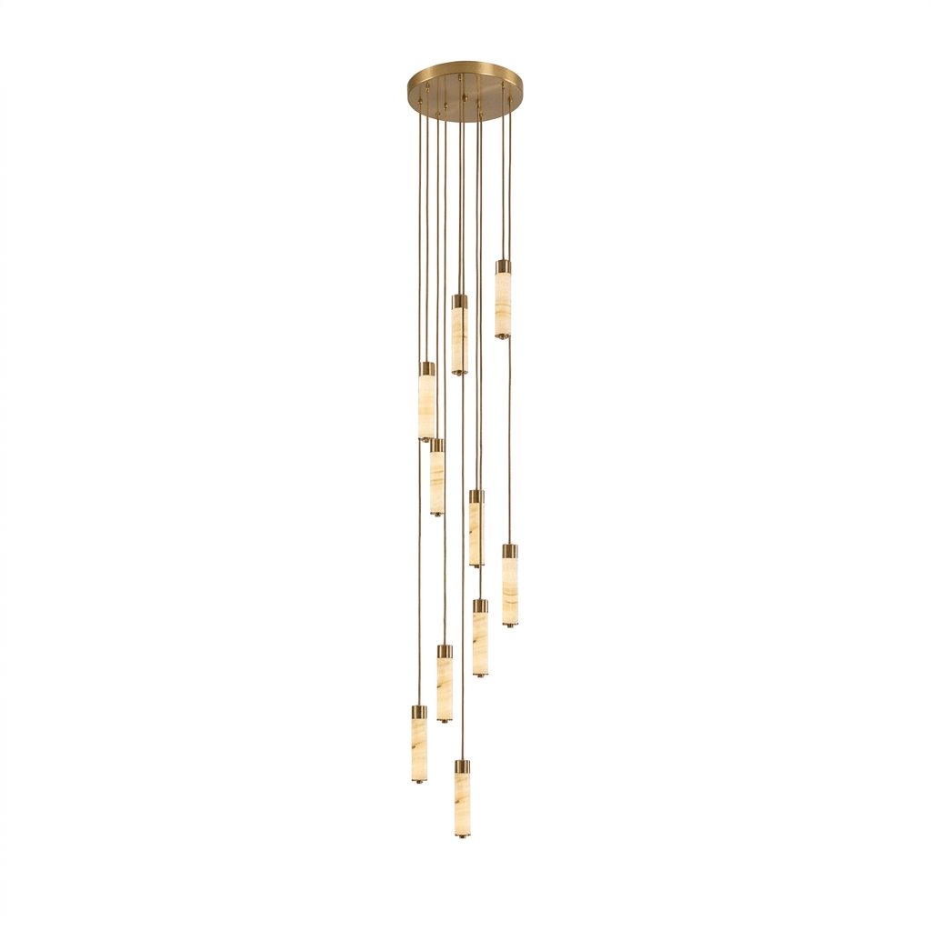 Slender Alabaster Column Chandelier