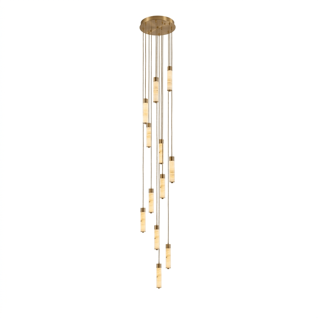 Slender Alabaster Column Chandelier