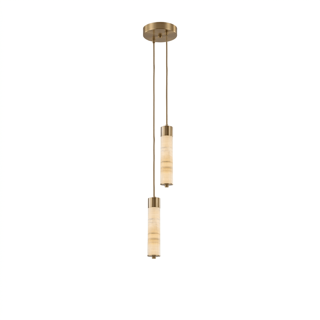 Slender Alabaster Column Chandelier