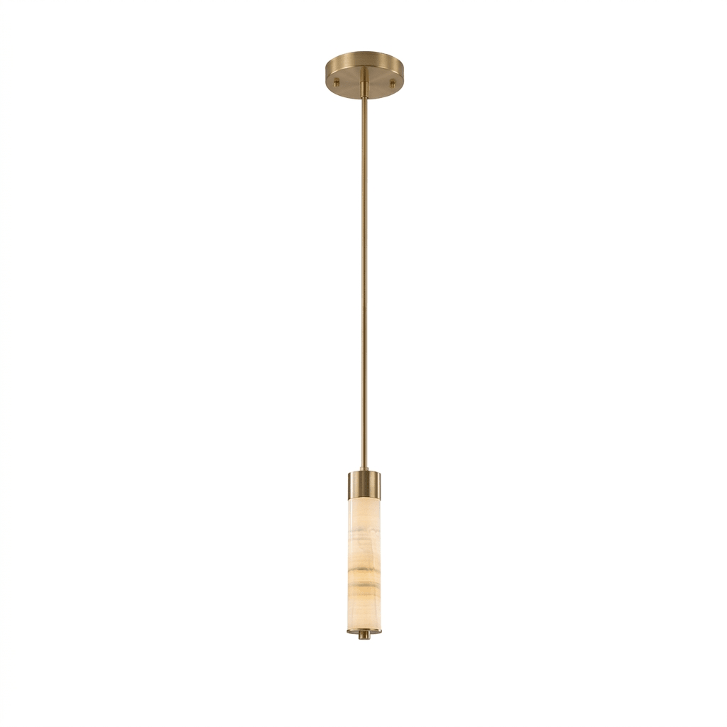 Slender Alabaster Column Chandelier