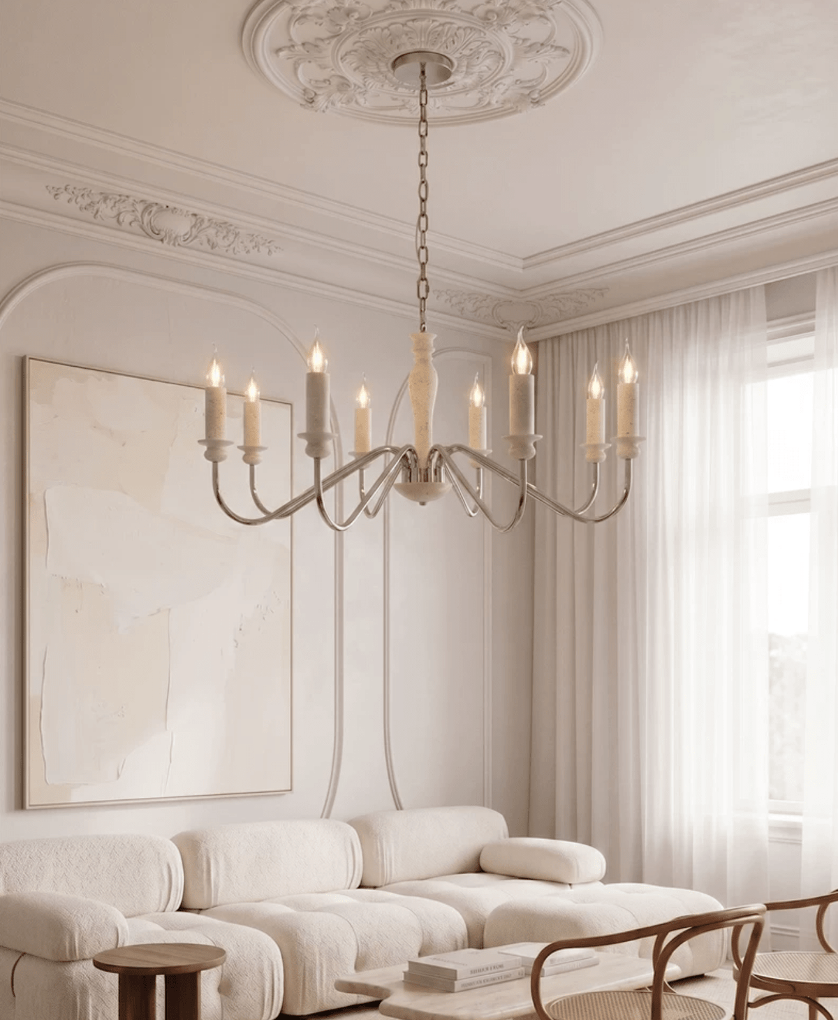 Claren Travertine Candle Chandelier