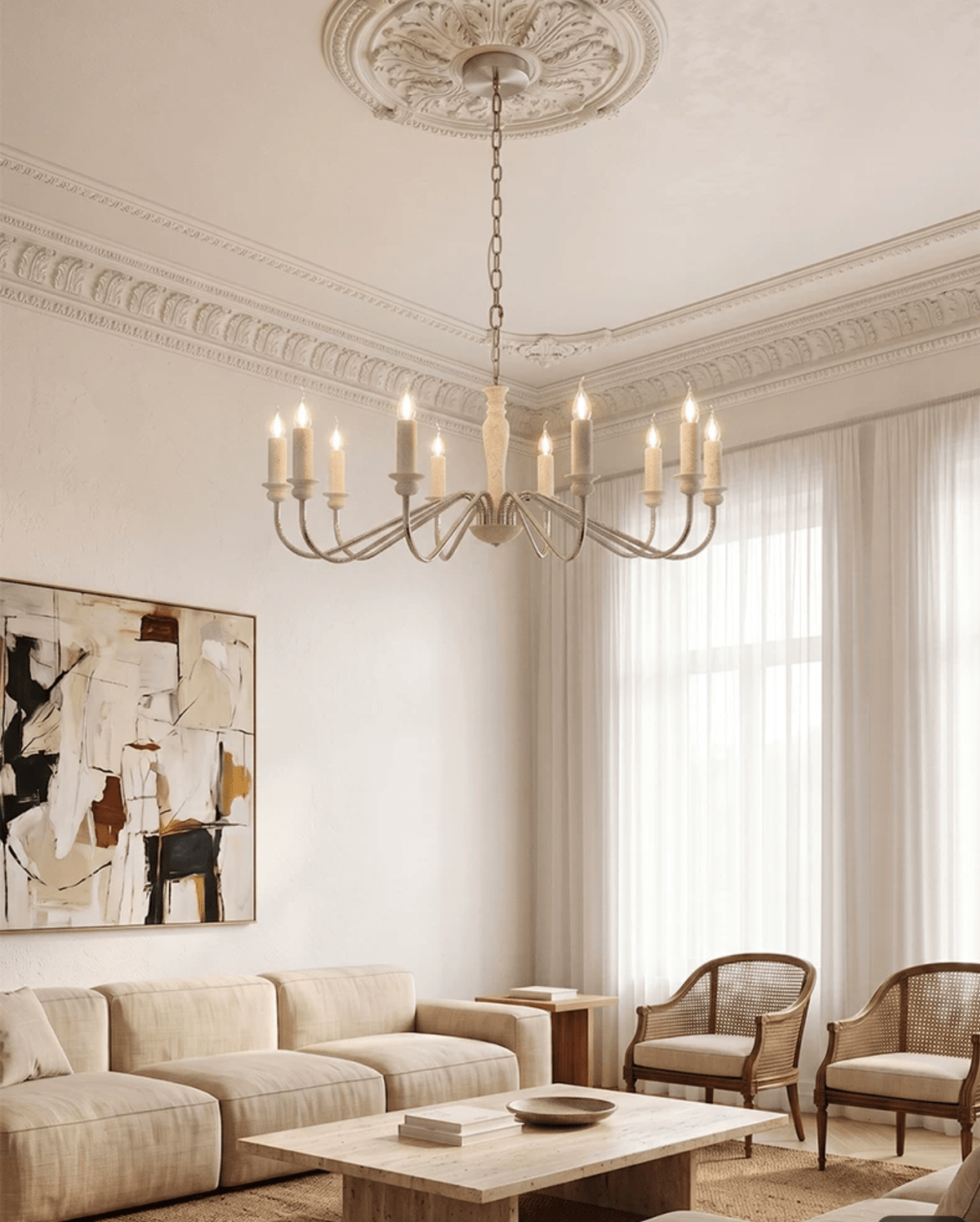 Claren Travertine Candle Chandelier