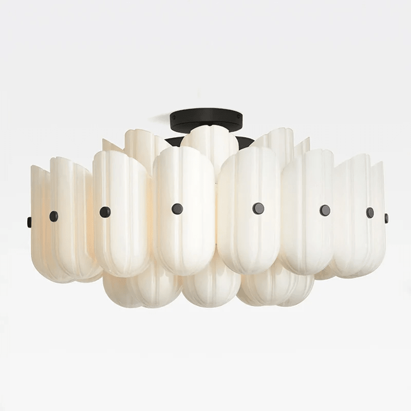 Seraphine Fluted Glass Semi-Flush Ceiling Light