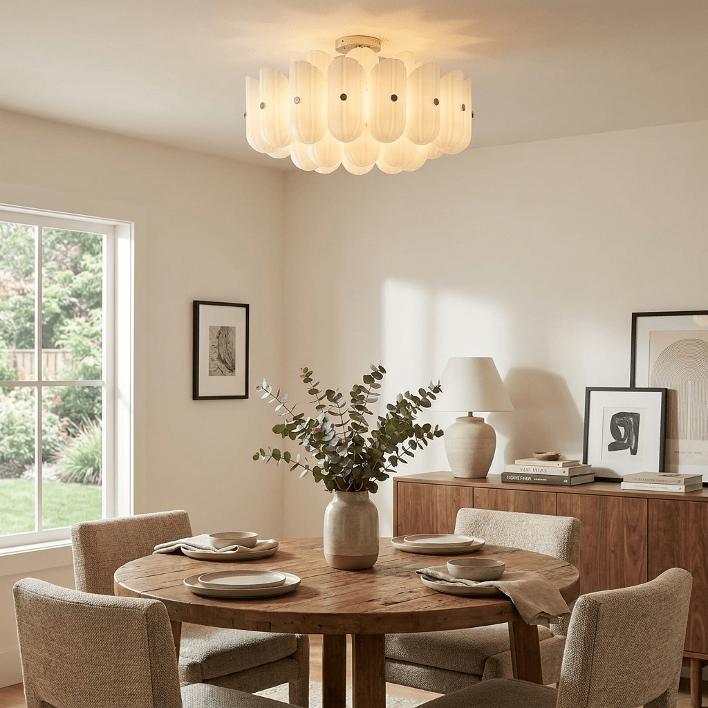 Seraphine Fluted Glass Semi-Flush Ceiling Light