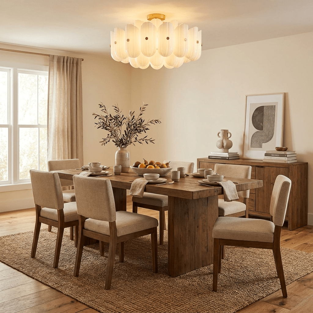 Seraphine Fluted Glass Semi-Flush Ceiling Light