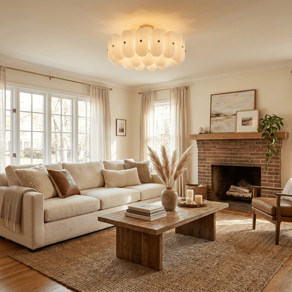 Seraphine Fluted Glass Semi-Flush Ceiling Light