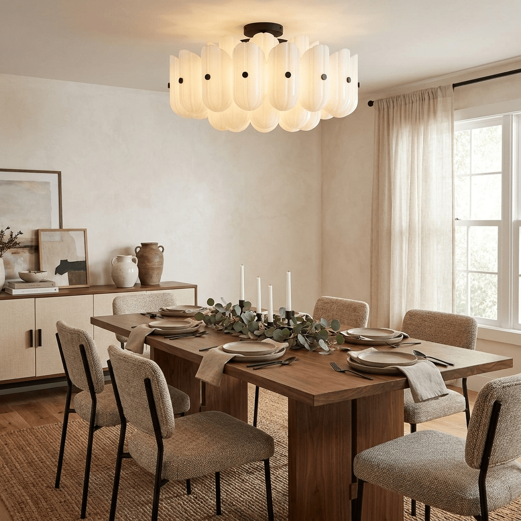 Seraphine Fluted Glass Semi-Flush Ceiling Light