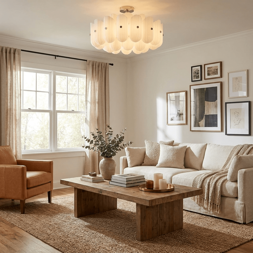Seraphine Fluted Glass Semi-Flush Ceiling Light
