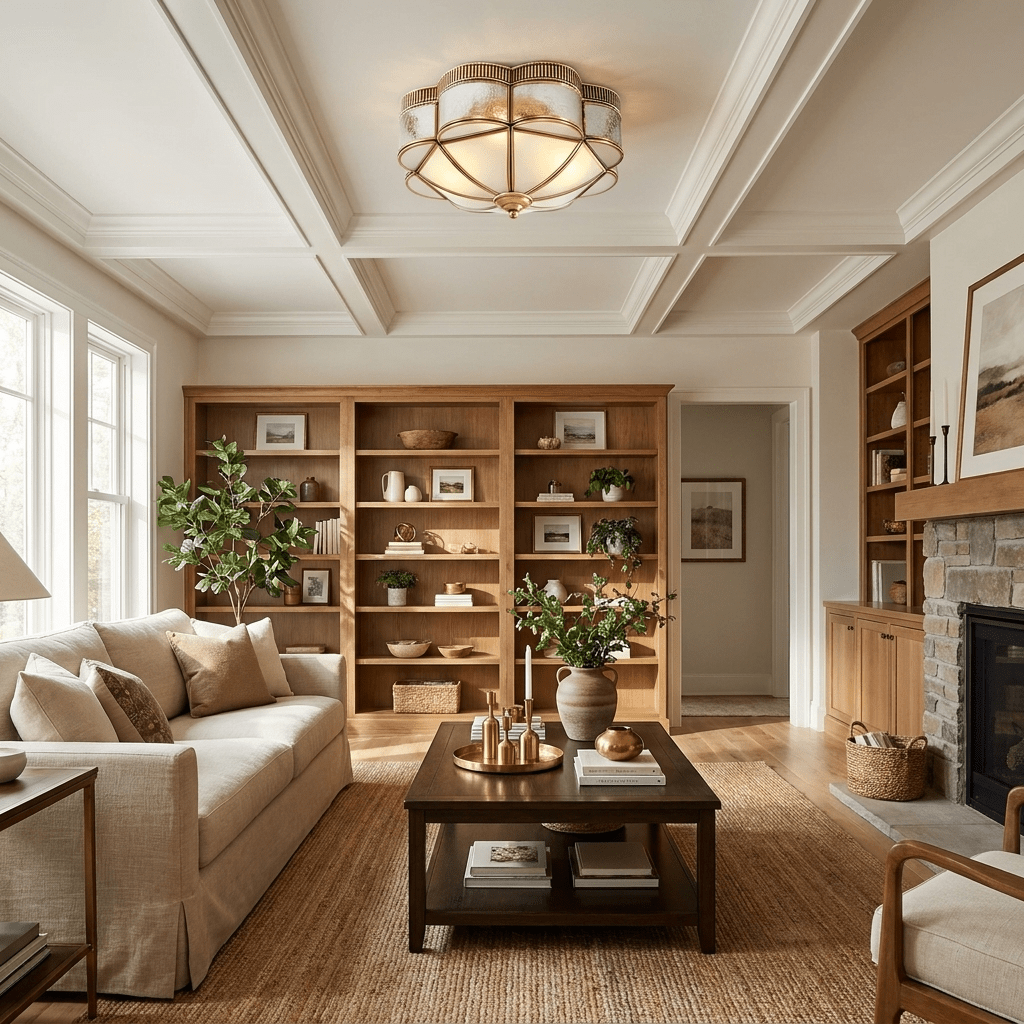 Brass Domed Flush Ceiling Lamp