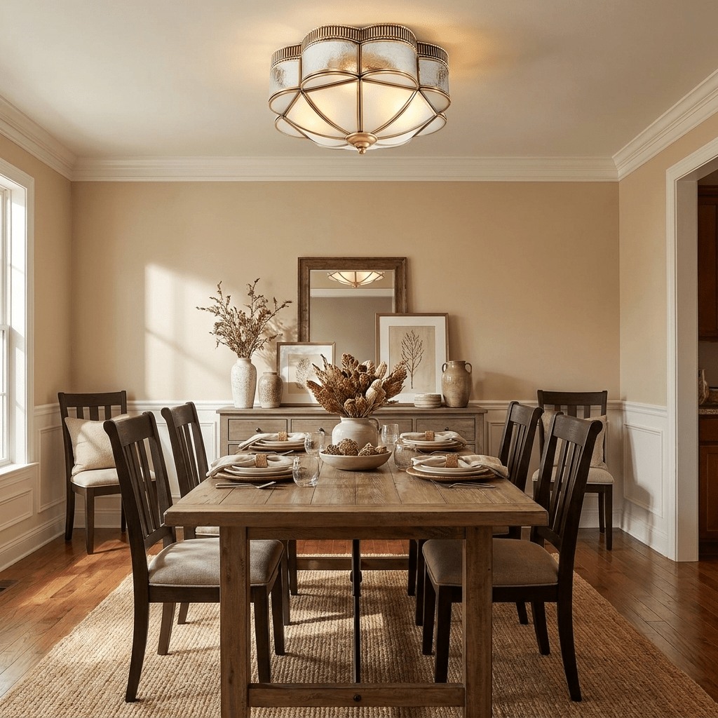 Brass Domed Flush Ceiling Lamp