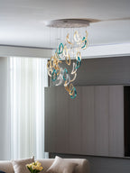 Aqua Ripple Glass Art Customize Chandelier
