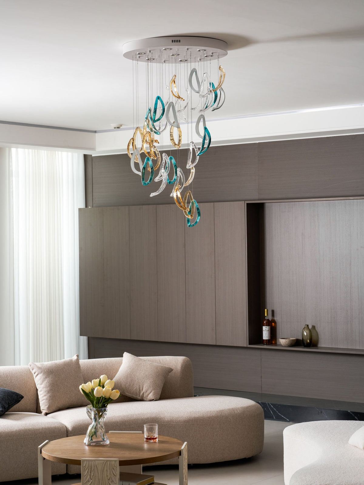 Aqua Ripple Glass Art Customize Chandelier