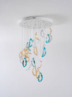 Aqua Ripple Glass Art Customize Chandelier