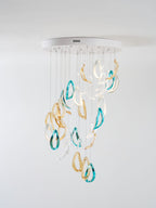 Aqua Ripple Glass Art Customize Chandelier