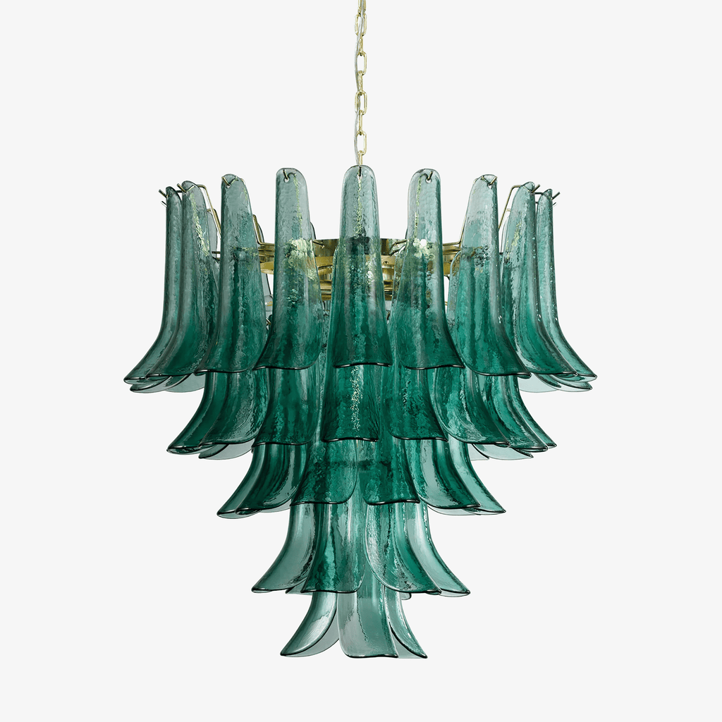 Teal Petal Glass Chandelier