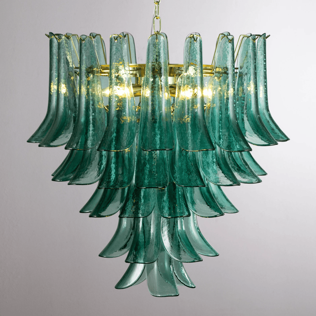 Teal Petal Glass Chandelier