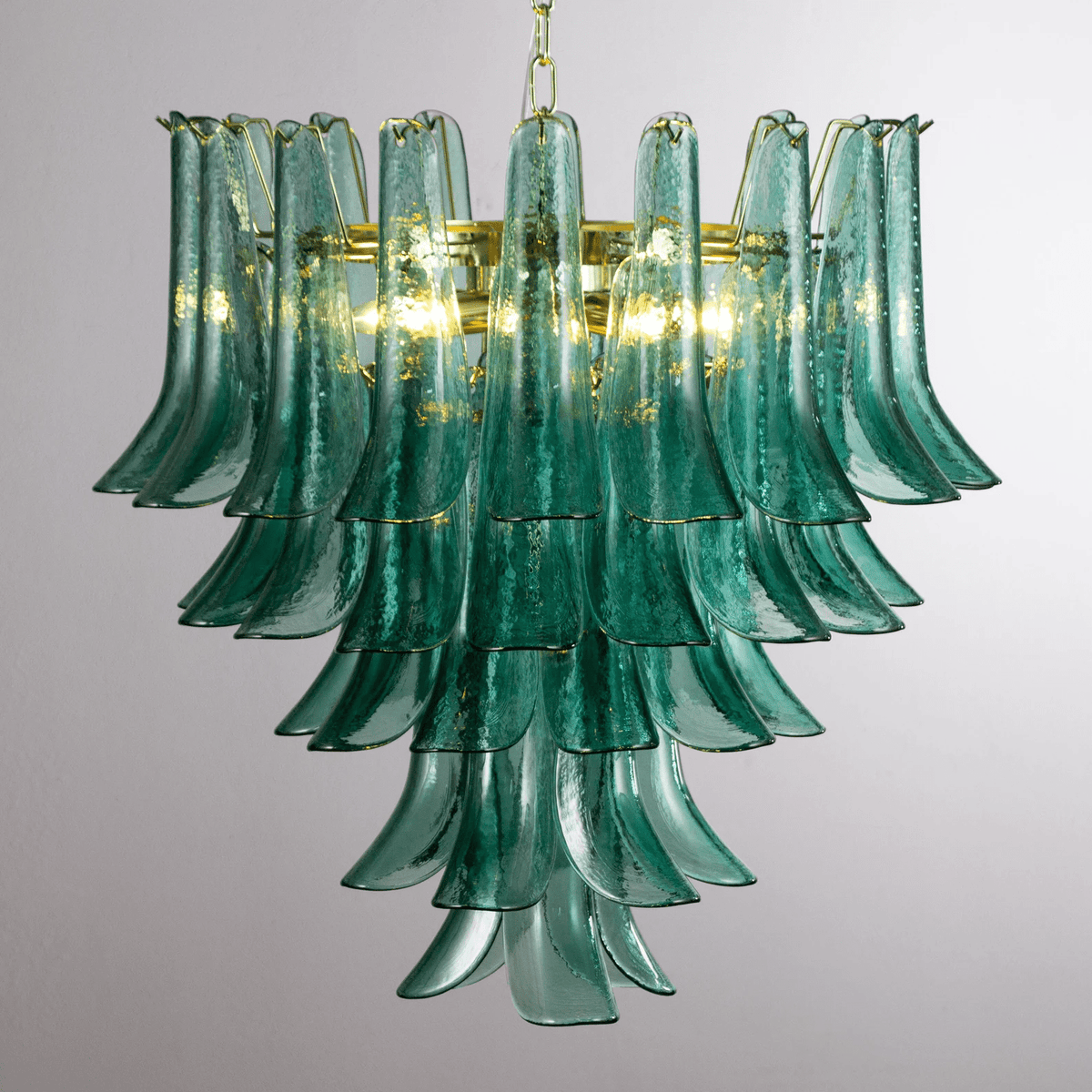 Teal Petal Glass Chandelier
