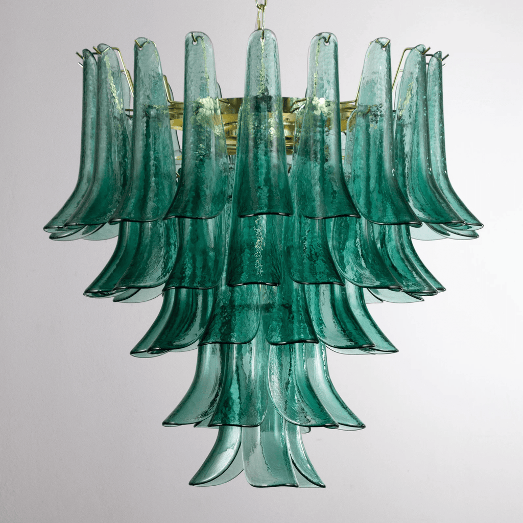 Teal Petal Glass Chandelier