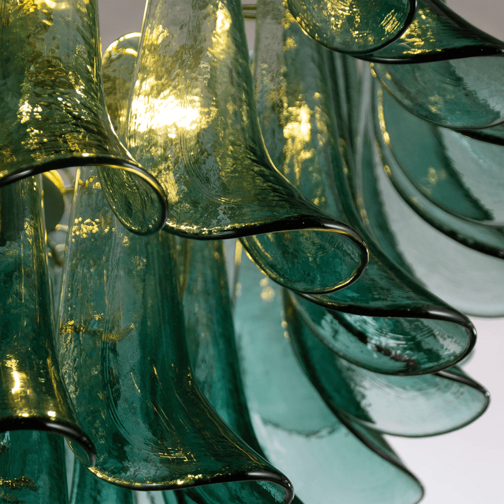 Teal Petal Glass Chandelier