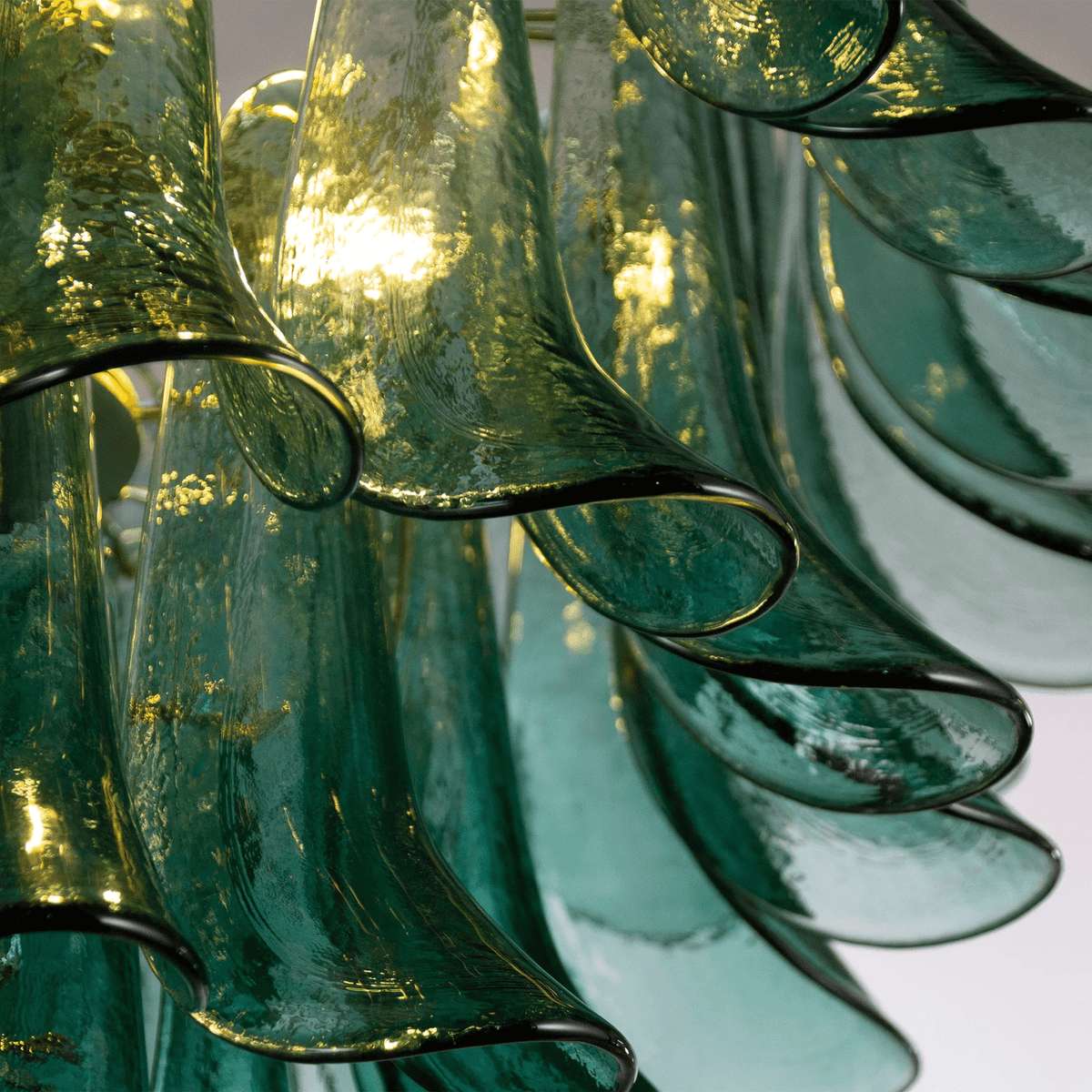 Teal Petal Glass Chandelier