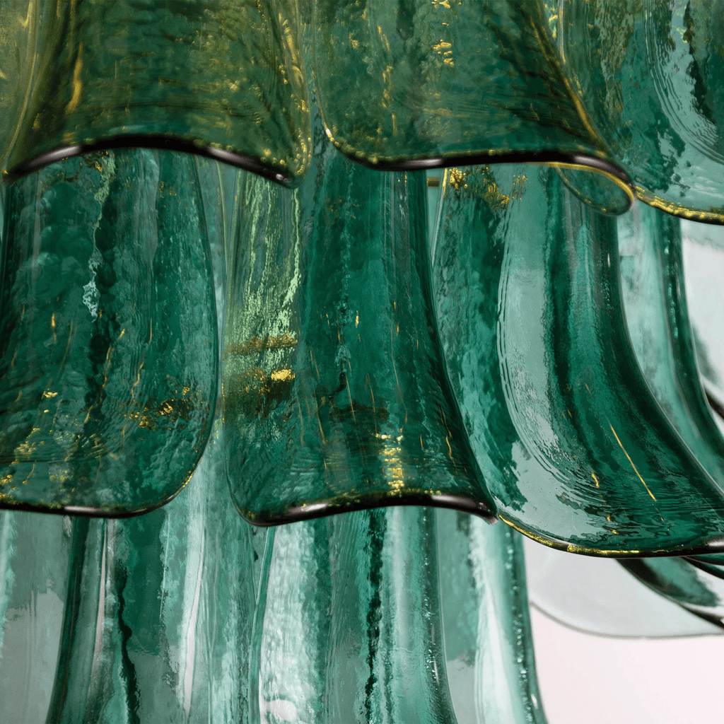 Teal Petal Glass Chandelier