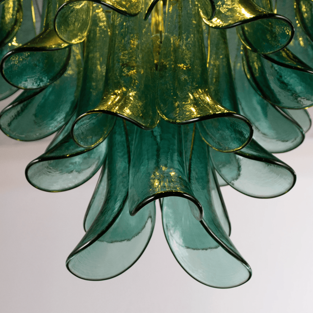 Teal Petal Glass Chandelier