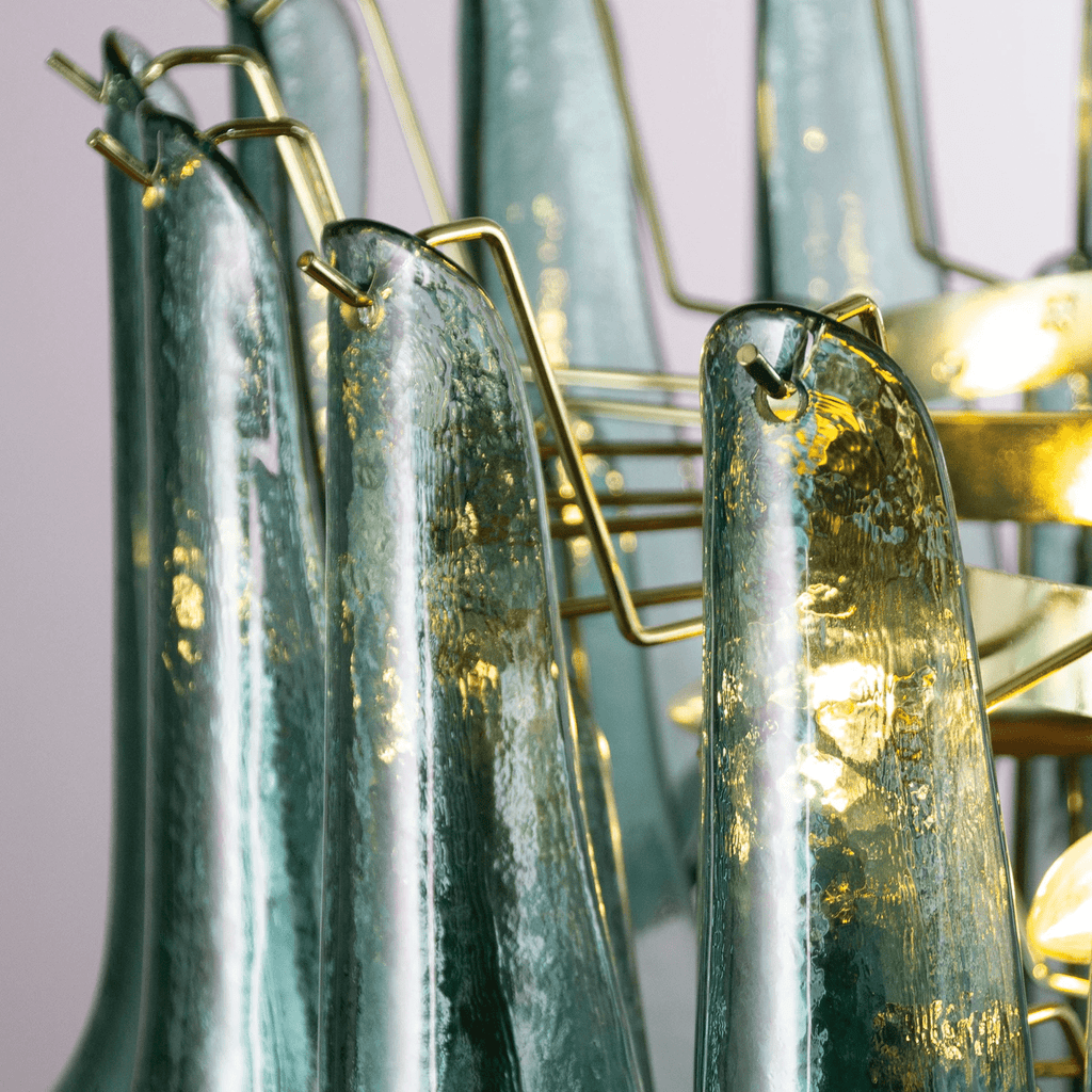 Teal Petal Glass Chandelier