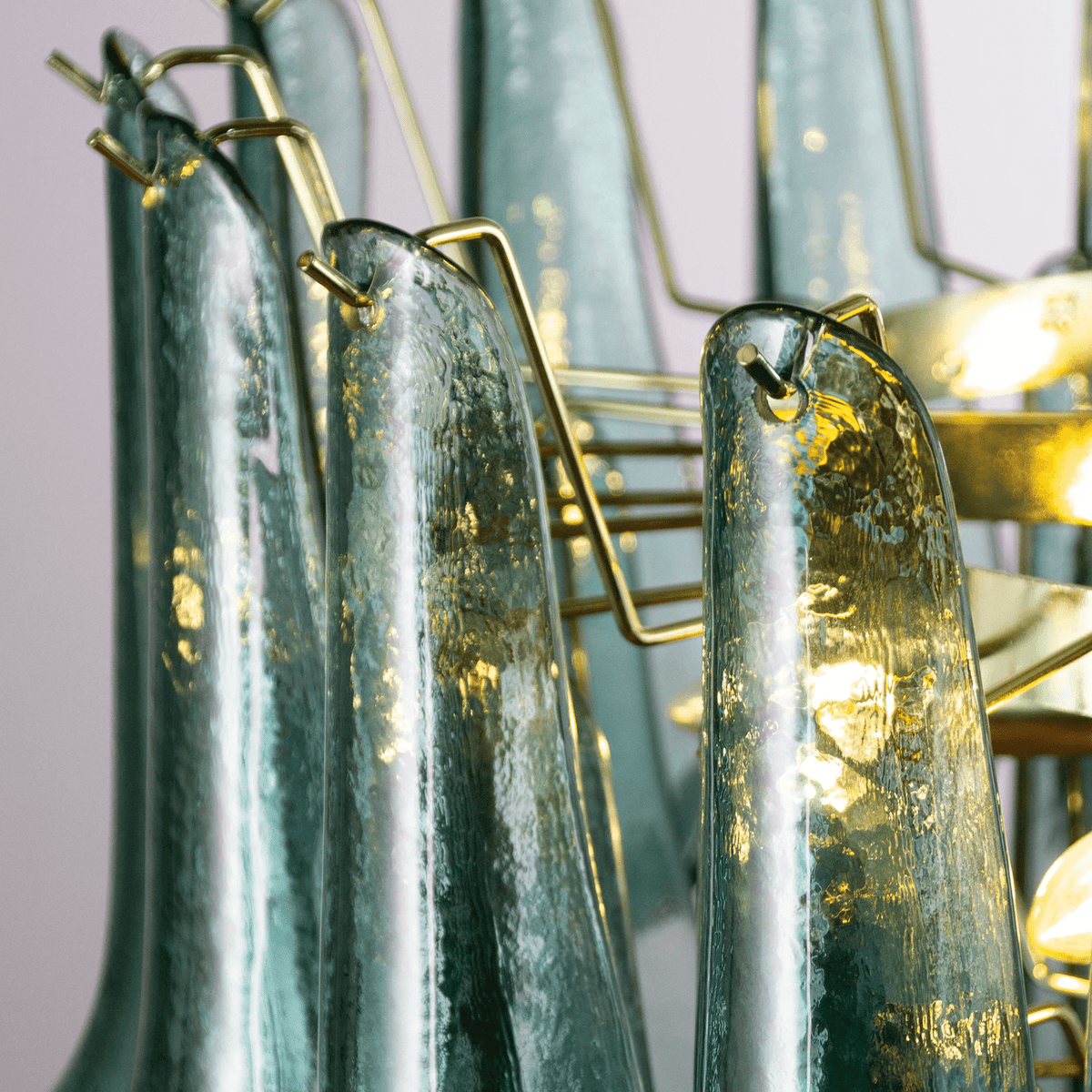 Teal Petal Glass Chandelier