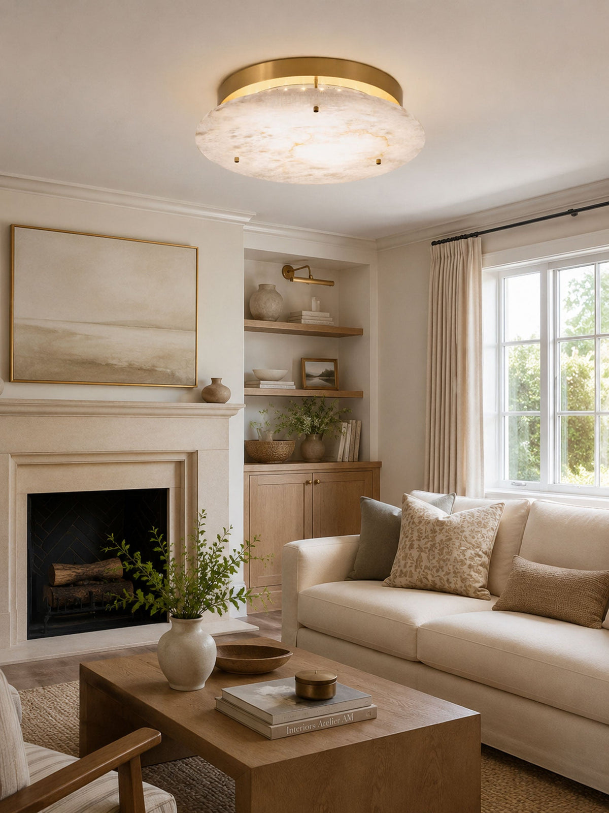 Alabaster Disc Ceiling Lamp