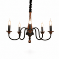 Wood Iron Candle Chandelier