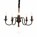 Wood Iron Candle Chandelier