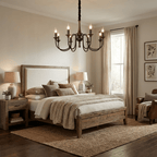 Wood Iron Candle Chandelier